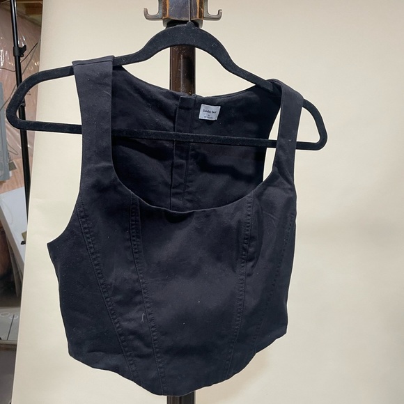 Sunday Best Black Structured Cotton Bustier Corset Crop Top - Picture 4 of 7